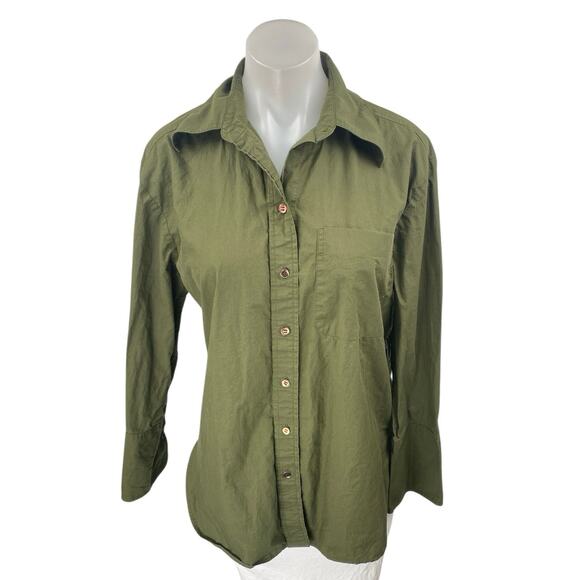 Banana Republic Women's Green Collared Long Sleeve Button Down Shirt Top Size XS - Picture 1 of 4